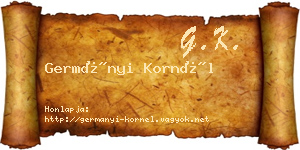 Germányi Kornél névjegykártya